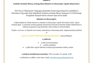 PÁLYÁZATI FELHÍVÁS - AZ ÉV SZABOLCS-SZATMÁR-BEREG VÁRMEGYEI ÖNKÉNTESE DÍJ
